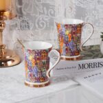 KAMMAK Bone China Mugs 9.4 oz Coffee Mugs with Handle, Tea Cup Set of 2 Porcelain Espresso Mug Fine Ceramic Tea Cups Cute Drinking Mug for Cappuccino, Latte, Coco, Americano