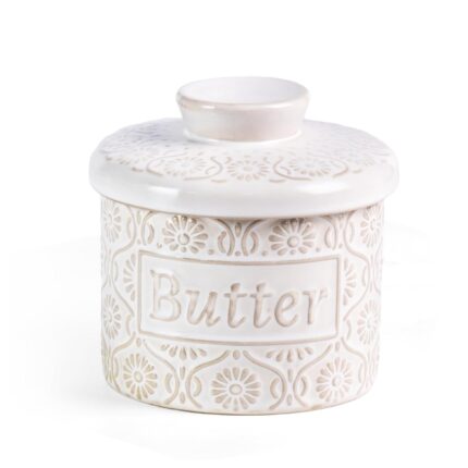 KAMMAK Butter Crock with Lid - Ceramic Butter Keeper for Countertop, Soft Spreadable Butter Dish with Water Line, Housewarming Gifts, Kitchen and Home Decor, Kiln-Changed Green...