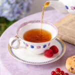 KAMMAK Ceramic Coffee Cups Saucers Set of 2, Porcelain Espresso Cups with Saucers, 5.92 oz Handmade Elegant Bone China Tea Cup, Ceramic Floral Pattern Demitasse for Latte,...