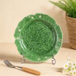 KAMMAK Ceramic Decorative Plate Set of 2, Porcelain Plates for Kitchen Dining Room Wine Cabinet Home Decor, Vintage Collector Plates with 2 Display Stand, Green Leaves (8-inch +...