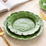 KAMMAK Ceramic Decorative Plate Set of 2, Porcelain Plates for Kitchen Dining Room Wine Cabinet Home Decor, Vintage Collector Plates with 2 Display Stand, Green Leaves (8-inch +...