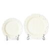 KAMMAK Ceramic Decorative Plate Set of 2, Porcelain Plates for Kitchen Dining Room Wine Cabinet Home Decor, Vintage Collector Plates with 2 Display Stand, Cream White Leaves... KAMMAK 8CZSY006+07 decorative serving plate styled on dining table image 2