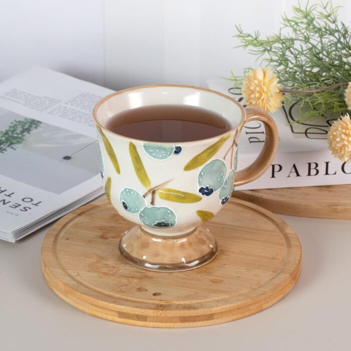 KAMMAK Ceramic Mug Hand Painted Coffee and Tea Mug Vintage Breakfast Cups Cute Mugs for Women Ideal for Birthday Afternoon Tea & Housewarming Gifts, Blueberry KAMMAK Ceramic Mug - Hand-Painted Coffee and Tea Mug - Vintage Breakfast Cups - Cute Mugs for Women - Ideal for Birthday - Afternoon Tea & Housewarming Gifts, Blueberry