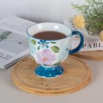 KAMMAK Ceramic Mug - Hand-Painted Coffee and Tea Mug - Vintage Breakfast Cups - Cute Mugs for Women - Ideal for Birthday - Afternoon Tea & Housewarming Gifts, Linglan Morning Tea