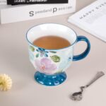 KAMMAK Ceramic Mug - Hand-Painted Coffee and Tea Mug - Vintage Breakfast Cups - Cute Mugs for Women - Ideal for Birthday - Afternoon Tea & Housewarming Gifts, Linglan Morning Tea