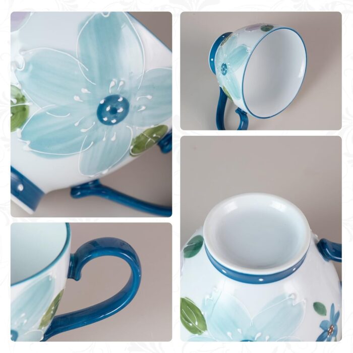 KAMMAK Ceramic Mug - Hand-Painted Coffee and Tea Mug - Vintage Breakfast Cups - Cute Mugs for Women - Ideal for Birthday - Afternoon Tea & Housewarming Gifts, Linglan Breakfast
