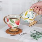 KAMMAK Ceramic Mug - Hand-Painted Coffee and Tea Mug - Vintage Breakfast Cups - Cute Mugs for Women - Ideal for Birthday - Afternoon Tea & Housewarming Gifts, Strawberry
