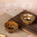 KAMMAK Ceramic Tea & Coffee Cups Set of 2 - Vintage Crystalline Glaze Espresso Mugs, 3.4oz Hand Painted for Afternoon Tea or Coffee, Birthday Gift for Women Men, Tall Octagonal Cup