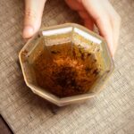 KAMMAK Ceramic Tea & Coffee Cups Set of 2 - Vintage Crystalline Glaze Espresso Mugs, 3.4oz Hand Painted for Afternoon Tea or Coffee, Birthday Gift for Women Men, Tall Octagonal Cup