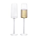 KAMMAK Champagne Flutes 8oz Crystal Champagne Glasses Set of 2, Elegant Glass Champagne Flutes with Long Stem, Clear Wine Glasses Gift Ideal for Wedding, Party, Birthday,...