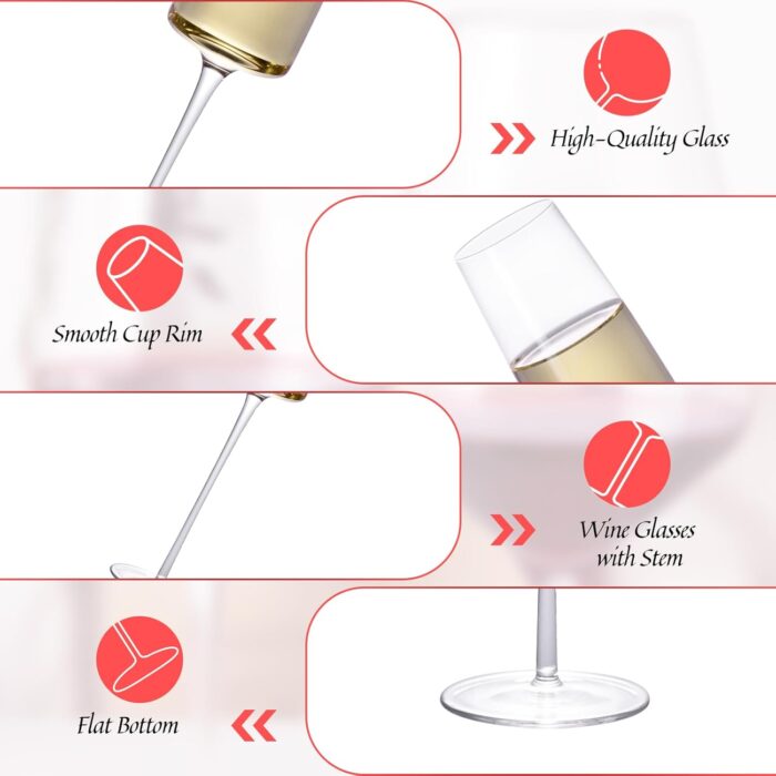 KAMMAK Champagne Flutes 8oz Crystal Champagne Glasses Set of 2, Elegant Glass Champagne Flutes with Long Stem, Clear Wine Glasses Gift Ideal for Wedding, Party, Birthday,...