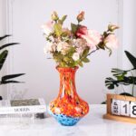 KAMMAK Colored Glass Vase, Beautiful Hand Blown Decorative Vase, Modern Art Vase for Flower Mantle Dining Table Centerpiece, Entryway Living Room Wedding Decoration, HR009