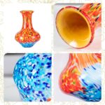 KAMMAK Colored Glass Vase, Beautiful Hand Blown Decorative Vase, Modern Art Vase for Flower Mantle Dining Table Centerpiece, Entryway Living Room Wedding Decoration, HR009