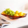 KAMMAK Crystal Glass Fruit Bowl, Luxury Centerpiece Glass Bowl, Hand Blown Decorative Dessert Plate, Amber Aesthetic Counter Decor, Transparent Rectangular Large Modern Art... KAMMAK 8KPXY0015 home decor product shape and proportion detail image 3