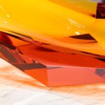 KAMMAK Crystal Glass Fruit Bowl, Luxury Centerpiece Glass Bowl, Hand Blown Decorative Dessert Plate, Amber Aesthetic Counter Decor, Transparent Rectangular Large Modern Art...