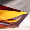 KAMMAK Crystal Glass Fruit Bowl, Luxury Centerpiece Glass Bowl, Hand Blown Decorative Dessert Plate, Amber Aesthetic Counter Decor, Transparent Rectangular Large Modern Art... KAMMAK 8KPXY0015 home decor product scale and proportion view image 6