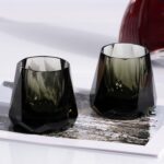 KAMMAK Crystal Whiskey Glasses Set of 2, 5.3oz Old Fashioned Glasses Stemless, Hand Blown Colored Cocktail Glasses, Engagement Gifts for Couples, Women, Men