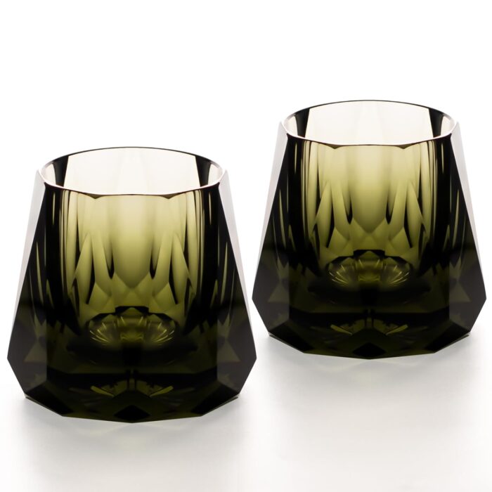 KAMMAK Crystal Whiskey Glasses Set of 2, 5.3oz Old Fashioned Glasses Stemless, Hand Blown Colored Cocktail Glasses, Engagement Gifts for Couples, Women, Men