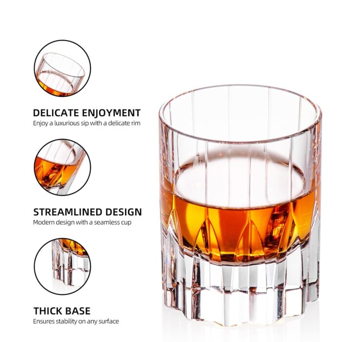 KAMMAK Crystal Whiskey Glasses Set of 2, Handcrafted 2.03oz Old Fashioned Glasses Stemless, Luxury Cocktail Glasses, Hand Blown Scotch Cup for Women, Men Barware Gift for...