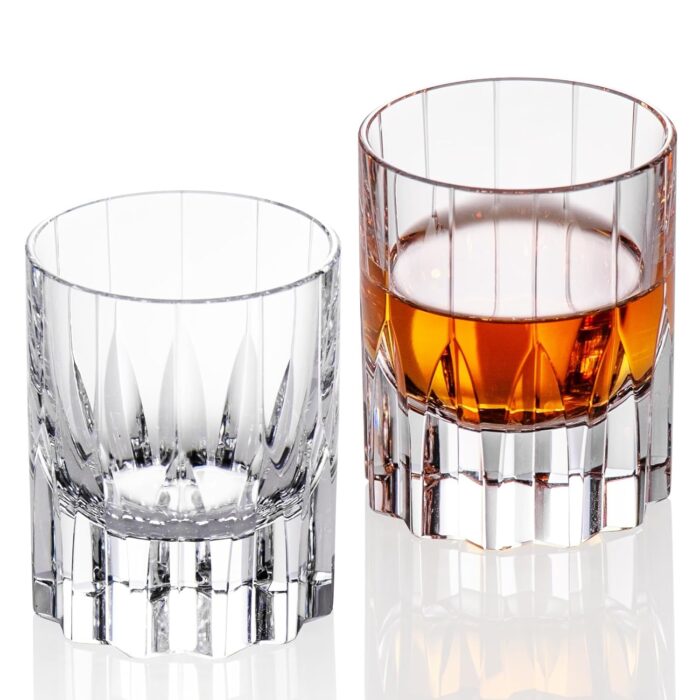 KAMMAK Crystal Whiskey Glasses Set of 2, Handcrafted 2.03oz Old Fashioned Glasses Stemless, Luxury Cocktail Glasses, Hand Blown Scotch Cup for Women, Men Barware Gift for...