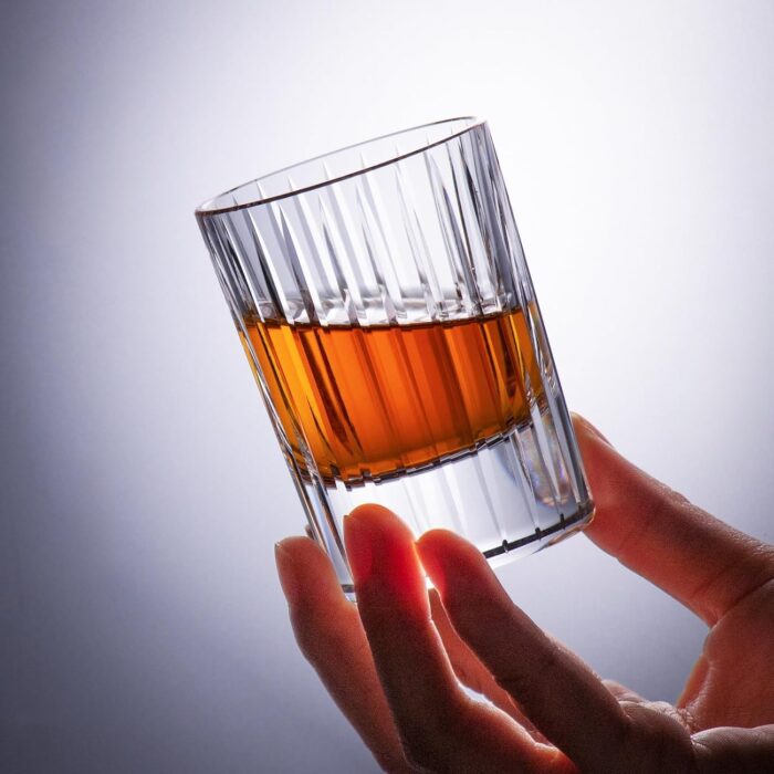 KAMMAK Crystal Whiskey Glasses Set of 2, Handcrafted 3.38oz Liquor Glasses, Luxury Old Fashioned Glasses Stemless, Hand Blown Scotch Cup for Women, Men Barware Gift for...