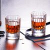 KAMMAK Crystal Whiskey Glasses Set of 2, Handcrafted 3.38oz Liquor Glasses, Luxury Old Fashioned Glasses Stemless, Hand Blown Scotch Cup for Women, Men Barware Gift for... KAMMAK 7KPSP601N-US whiskey glasses side angle view showing silhouette