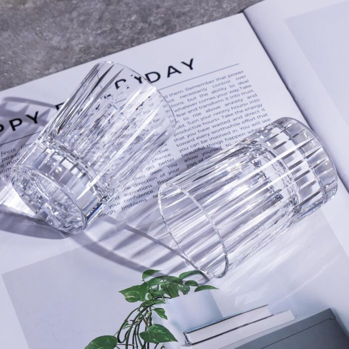 KAMMAK Crystal Whiskey Glasses Set of 2, Handcrafted 3.38oz Liquor Glasses, Luxury Old Fashioned Glasses Stemless, Hand Blown Scotch Cup for Women, Men Barware Gift for...