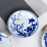 KAMMAK Decorative Plates for Display, White and Blue Ceramic Plate Decor with Stand, Handmade Art Porcelain Ornament for Table, Living Room, Kitchen, Office, Perfect 8in Chinese... KAMMAK 7KPSP954N decorative serving plate styled on dining table image 5