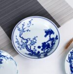 KAMMAK Decorative Plates for Display, White and Blue Ceramic Plate Decor with Stand, Handmade Art Porcelain Ornament for Table, Living Room, Kitchen, Office, Perfect 8in Chinese...