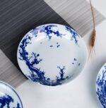 KAMMAK Decorative Plates for Display, White and Blue Ceramic Plate Decor with Stand, Handmade Art Porcelain Ornament for Table, Living Room, Kitchen, Office, Perfect 8in Chinese...
