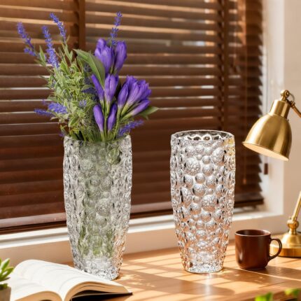 KAMMAK Glass Vase, Large Modern Cylinder Flower Vase for Home Decor, Wedding Centerpiece, Christmas or Birthday Gift for Mom, Entryway, Housewarming, Table, Office Desk,...