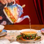 KAMMAK Tea for One, Porcelain Teapot and Cup Set, Colorful Tea Pot and Saucers Set, Ceramic Tea Set for Tea Party, Office and Home, Tea Cups and Saucer Set for Coffee,...