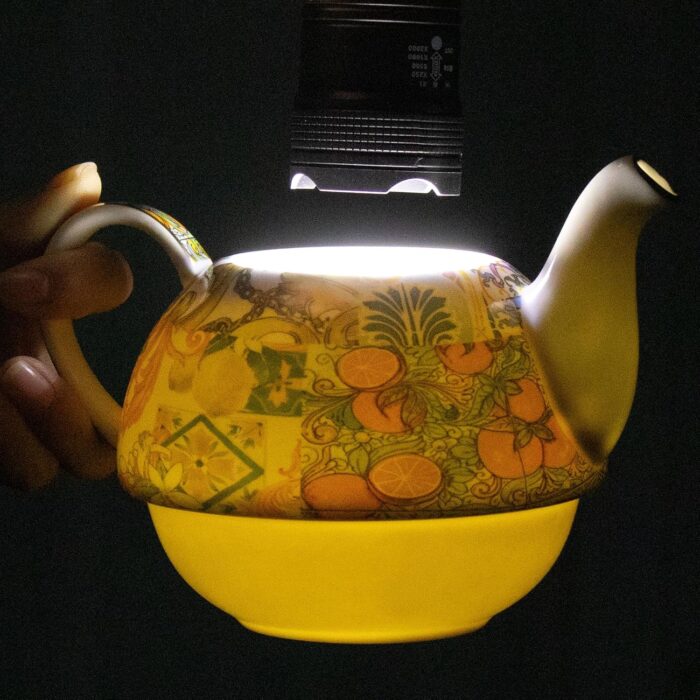 KAMMAK Tea for One, Porcelain Teapot and Cup Set with Infuser, Bone China Tea Pot and Saucers Set,Ceramic Tea Set for Party, Home,Yellow Tea Cups and Saucer Set for...