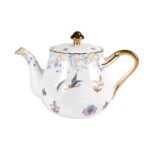 KAMMAK Teapot with Handle, Vintage Porcelain Tea Pot with Gold Trim, Blooming & Loose Leaf Teapot, Festive Holiday Serveware, Gifts for Women, Lilac - 27 oz