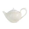 KAMMAK Teapot with Handle, Vintage Porcelain Tea Pot with Gold Trim, Blooming & Loose Leaf Teapot, Festive Holiday Serveware, Gifts for Women, Creamy White 28 oz KAMMAK 8CZSY011 ceramic teapot front view for product display