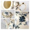 KAMMAK Teapot with Handle, Vintage Porcelain Tea Pot with Gold Trim, Blooming & Loose Leaf Teapot, Festive Holiday Serveware, Gifts for Women, Blue Flowers 30 oz KAMMAK 8CZSY019 ceramic teapot shape and proportion detail image 3
