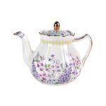 KAMMAK Teapot with Handle, Vintage Porcelain Tea Pot with Gold Trim, Blooming & Loose Leaf Teapot, Festive Holiday Serveware, Gifts for Women, Doucai - 32 oz