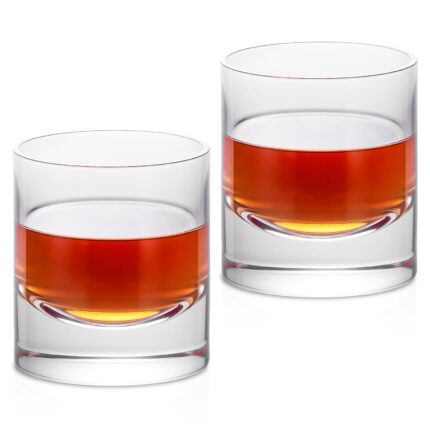 KAMMAK Whiskey Glasses Set of 2, 10.14 oz Old Fashioned Tumbler,Lead-Free Thick Base Crystal Glass with Delicate Rim & Seamless Design for Scotch, Bourbon, Cocktails