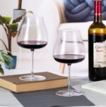 KAMMAK Wine Glasses Set of 2, 15 oz Hand Blown Crystal Bordeaux Wine Glasses, Thin Rim & Long Stem, Perfect for Red & White, Daily Use, Wedding Anniversary or Birthday Gift with...