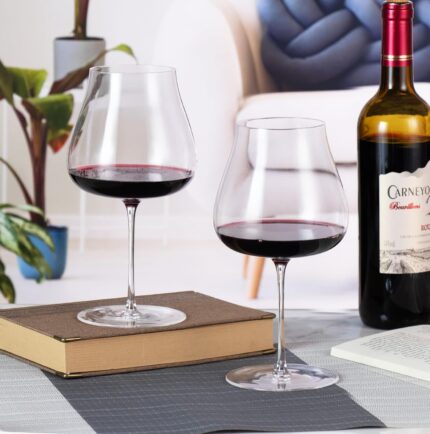 KAMMAK Wine Glasses Set of 2, 15 oz Hand Blown Crystal Bordeaux Wine Glasses, Thin Rim & Long Stem, Perfect for Red & White, Daily Use, Wedding Anniversary or Birthday Gift with...