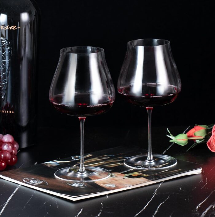 KAMMAK Wine Glasses Set of 2, 15 oz Hand Blown Crystal Bordeaux Wine Glasses, Thin Rim & Long Stem, Perfect for Red & White, Daily Use, Wedding Anniversary or Birthday Gift with...