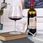 KAMMAK Wine Glasses Set of 2, 15 oz Hand Blown Crystal Bordeaux Wine Glasses, Thin Rim & Long Stem, Perfect for Red & White, Daily Use, Wedding Anniversary or Birthday Gift with... KAMMAK 8KPDSXY029 wine glasses side angle view showing silhouette