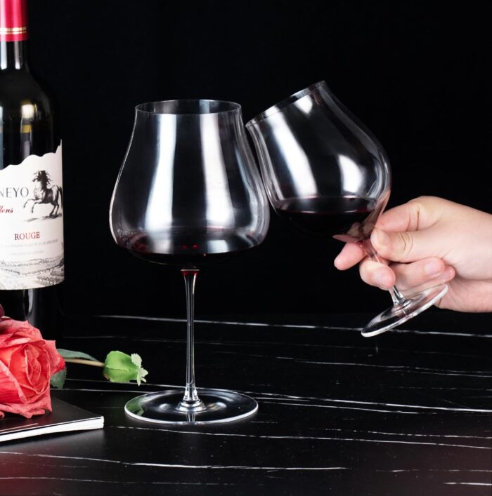 KAMMAK Wine Glasses Set of 2, 15 oz Hand Blown Crystal Bordeaux Wine Glasses, Thin Rim & Long Stem, Perfect for Red & White, Daily Use, Wedding Anniversary or Birthday Gift with...