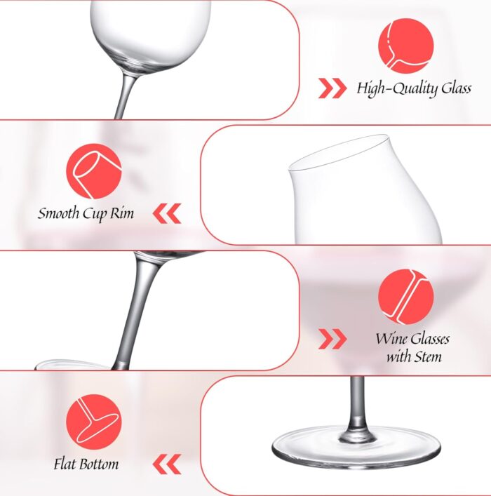 KAMMAK Wine Glasses Set of 2, 27 oz Hand Blown Crystal Bordeaux Wine Glasses, Thin Rim & Long Stem, Perfect for Red & White, Daily Use, Wedding Anniversary or Birthday Gift with...