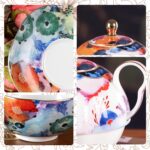 Tea for One, Porcelain Teapot and Cup Set, Tea Pot and Saucers Set, Ceramic Tea Set for Tea Party, Office and Home, Colorful Tea Cups and Saucer Set for Coffee, Cappuccino, Tea
