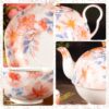 Tea for One, Porcelain Teapot and Cup Set, Tea Pot and Saucers Set, Ceramic Tea Set for Tea Party, Office and Home, Pink Flower Tea Cups and Saucer Set for Coffee, Cappuccino, Tea KAMMAK 8CZYX001 ceramic teapot shape and proportion detail image 3