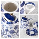Tea Set for Adults Ceramic Tea Pots and Tea Cup Set, Royal Blue Tea Cups and Saucers Set for Afternoon Tea, Party, Home, Office, Porcelain Chinese Gong Fu Tea Set with Gold Rim...