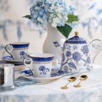 Tea Set for Adults Ceramic Tea Pots and Tea Cup Set, Royal Blue Tea Cups and Saucers Set for Afternoon Tea, Party, Home, Office, Porcelain Chinese Gong Fu Tea Set with Gold Rim...