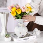 White Ceramic Vase Decorative Vase, Unique Butterfly Vase Mordern Flower Vases for Home, Office, Centerpieces, Kitchen, Living Room, Bedroom, Unique Pottery Decor