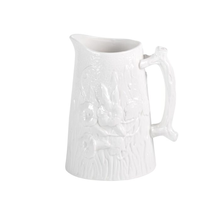 White Ceramic Vase Decorative Vase with Handle, Mordern Flower Vases for Home, Office, Centerpieces, Kitchen, Living Room, Bedroom, Unique Pottery Decor